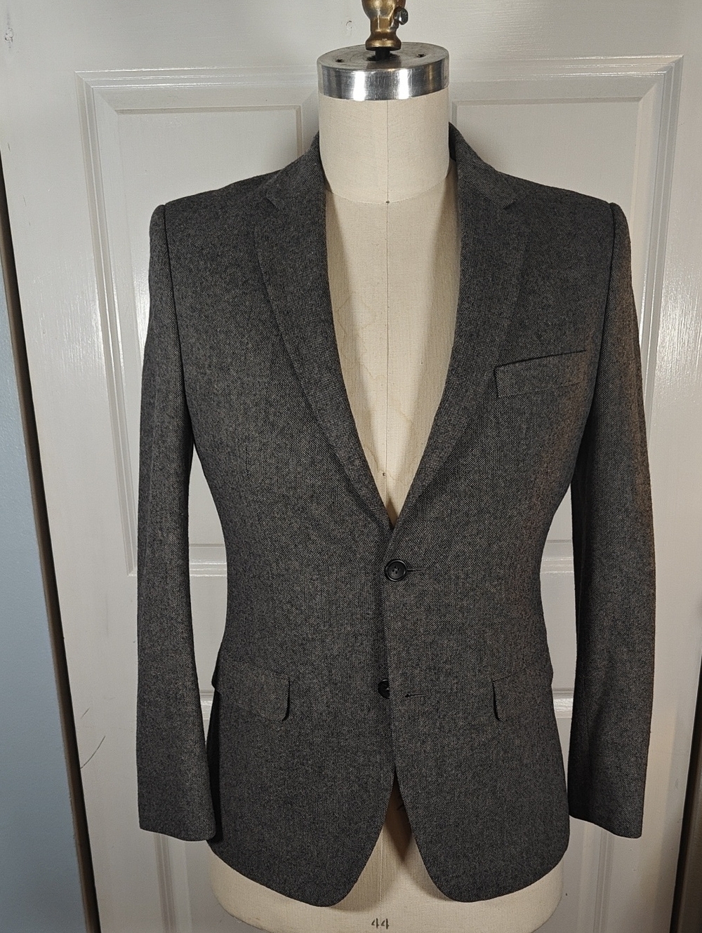 Banana Republic Tweed Charcoal Gray Tailored Slim Sport Coat 40R